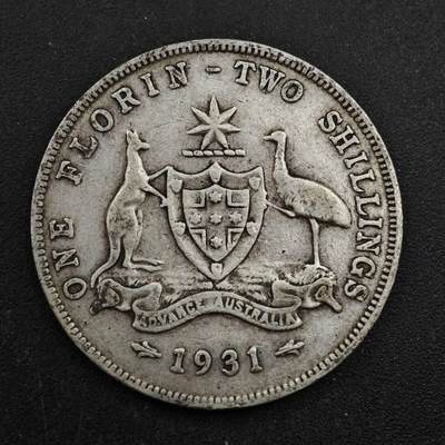 【淘币小摊】实时拍第八百三十八拍   散币银币场   满百包邮可预留二周 每周一统一发货   - 澳大利亚1931年乔治五世弗洛林银币参考银价208