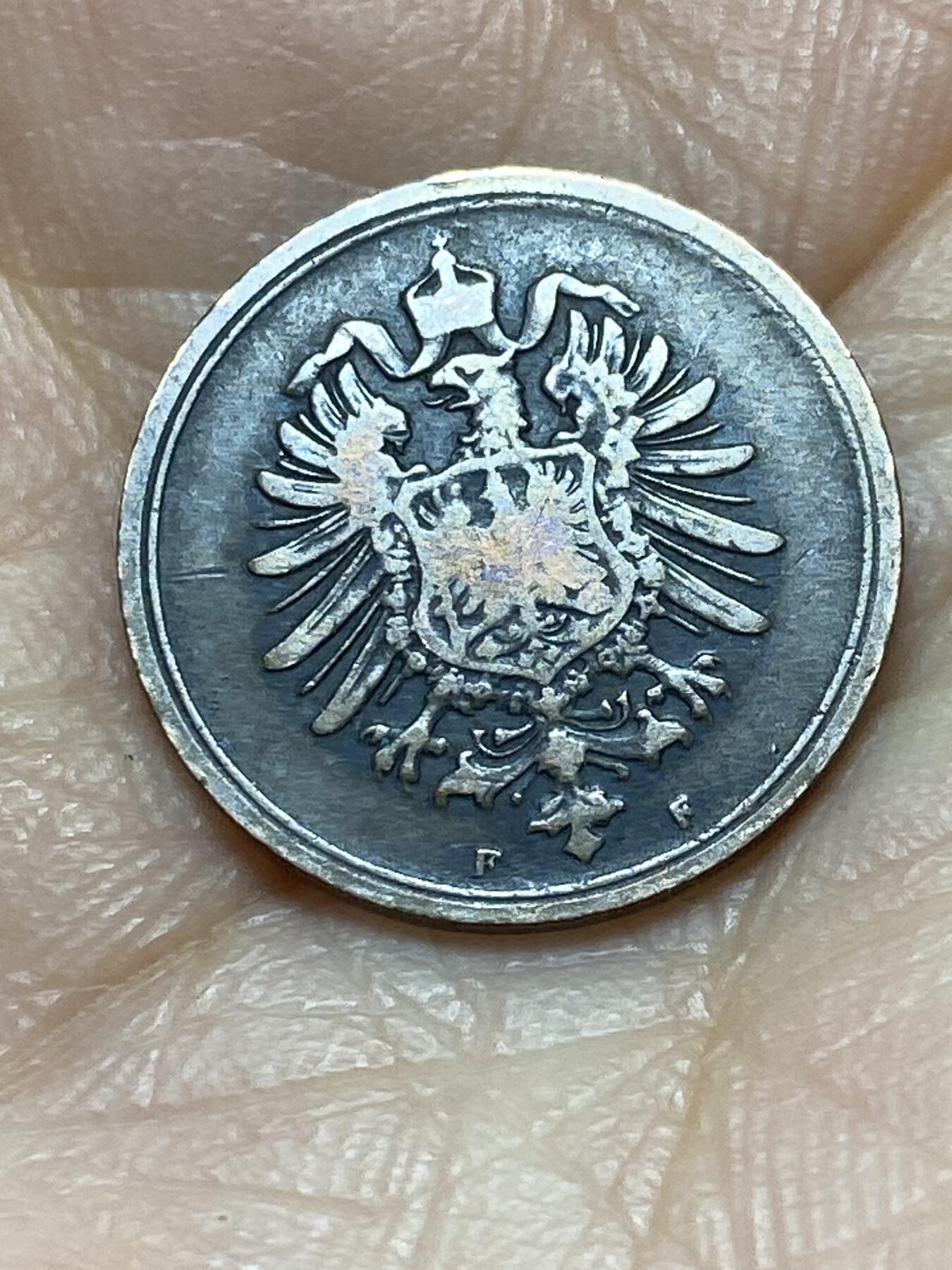 2026年第二场(总第一百七十一场）外国好品散币场(免佣金) 德意志帝国1889年1芬尼(威廉二世初期，短翅鹰版本，F标斯图加特造，关门年)