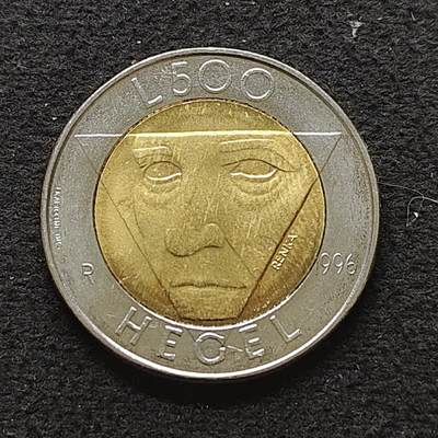 【全场包邮】纯粹捡漏拍490场（免费代拍第27场） - 圣马力诺1996年500里拉火种双色纪念币-哲学黑格尔