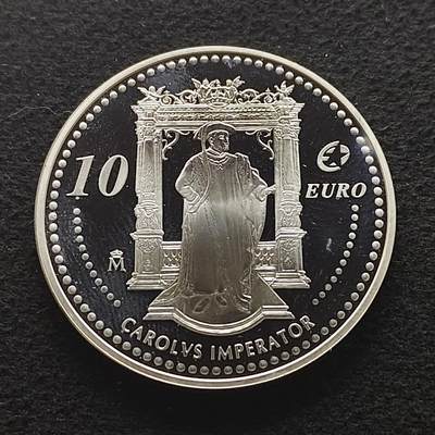 【全场包邮】纯粹捡漏拍491场（免费代拍第28场） - 西班牙2006年10欧元查理五世精制（40毫米27克）纪念银币