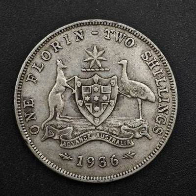【淘币小摊】实时拍第八百三十八拍   散币银币场   满百包邮可预留二周 每周一统一发货   - 澳大利亚1936年乔治五世弗洛林银币参考银价208