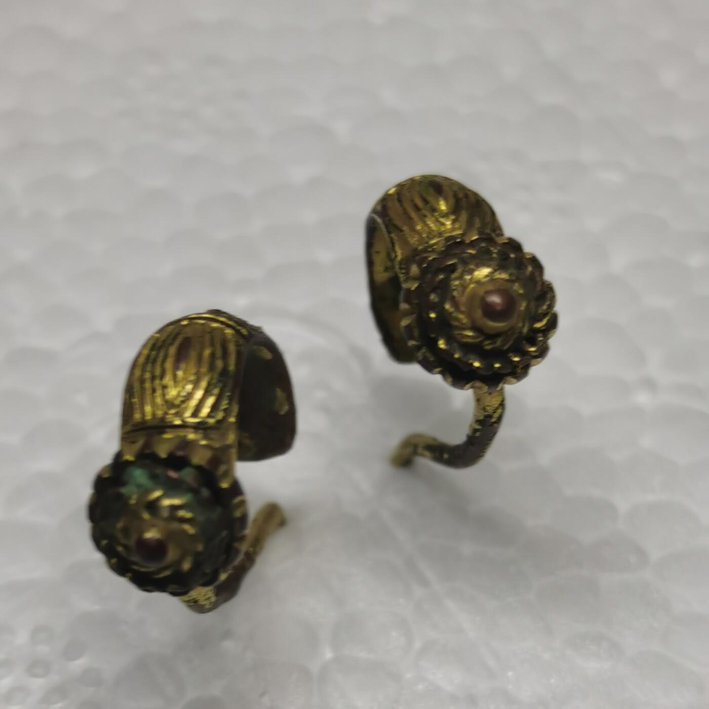 杂件专场92期 清末鎏金耳环一对