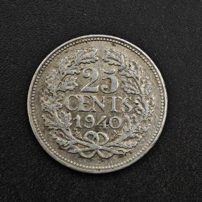 【淘币小摊】实时拍第八百三十八拍   散币银币场   满百包邮可预留二周 每周一统一发货   - 荷兰1940年25分银币参考银价45