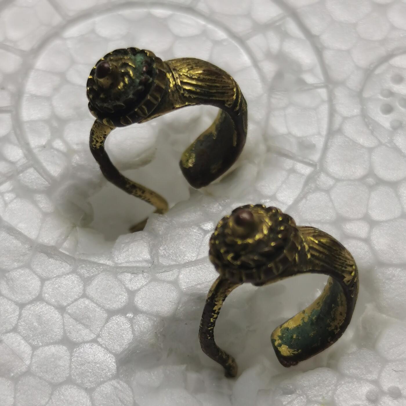 杂件专场92期 清末鎏金耳环一对