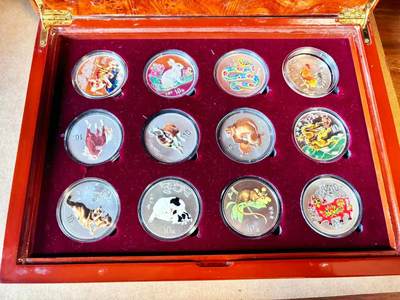 【Blue Auction】世界纸币精拍第770期——18级TOP拍卖/信誉/品质/专业/高效💫 - 【带册带证书 一组12张】中国 彩银生肖大全套 盒子有瑕疵 个别币有轻微触痕