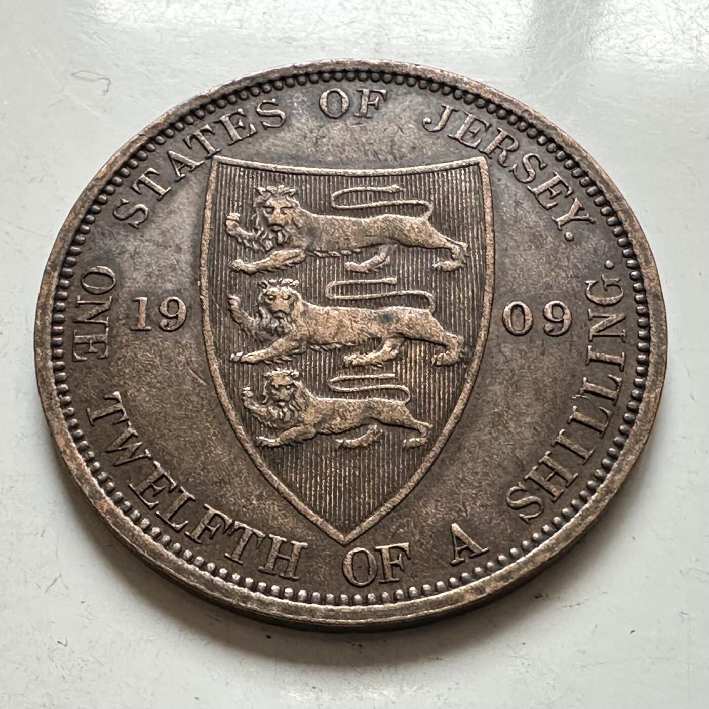 🌹外币初藏🌹🐯2026年第1场  每周二四六晚8️⃣点 接代拍 泽西岛1909年1/12先令铜币 少见品种 品相很舒服