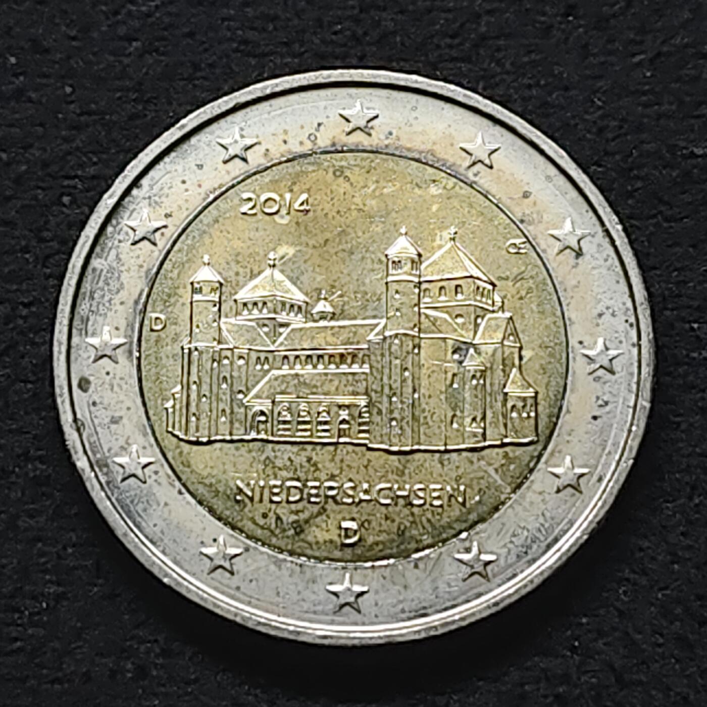 【全场包邮】纯粹捡漏拍490场（免费代拍第27场） 德国2014年2欧元州币系列下萨克森州希尔德斯海姆圣迈克尔教堂双色纪念币