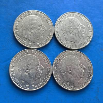 外国优质老铜币高银银币，周六九点倒数截拍，满百包邮，持续收拍 - 法国1988年戴高乐将军4个