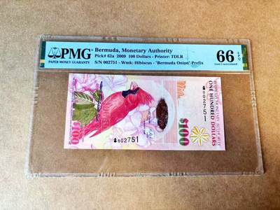【Blue Auction】世界纸币精拍第770期——18级TOP拍卖/信誉/品质/专业/高效💫 - 【洋葱冠 千位小号】百慕大 2009年100元  PMG66EPQ