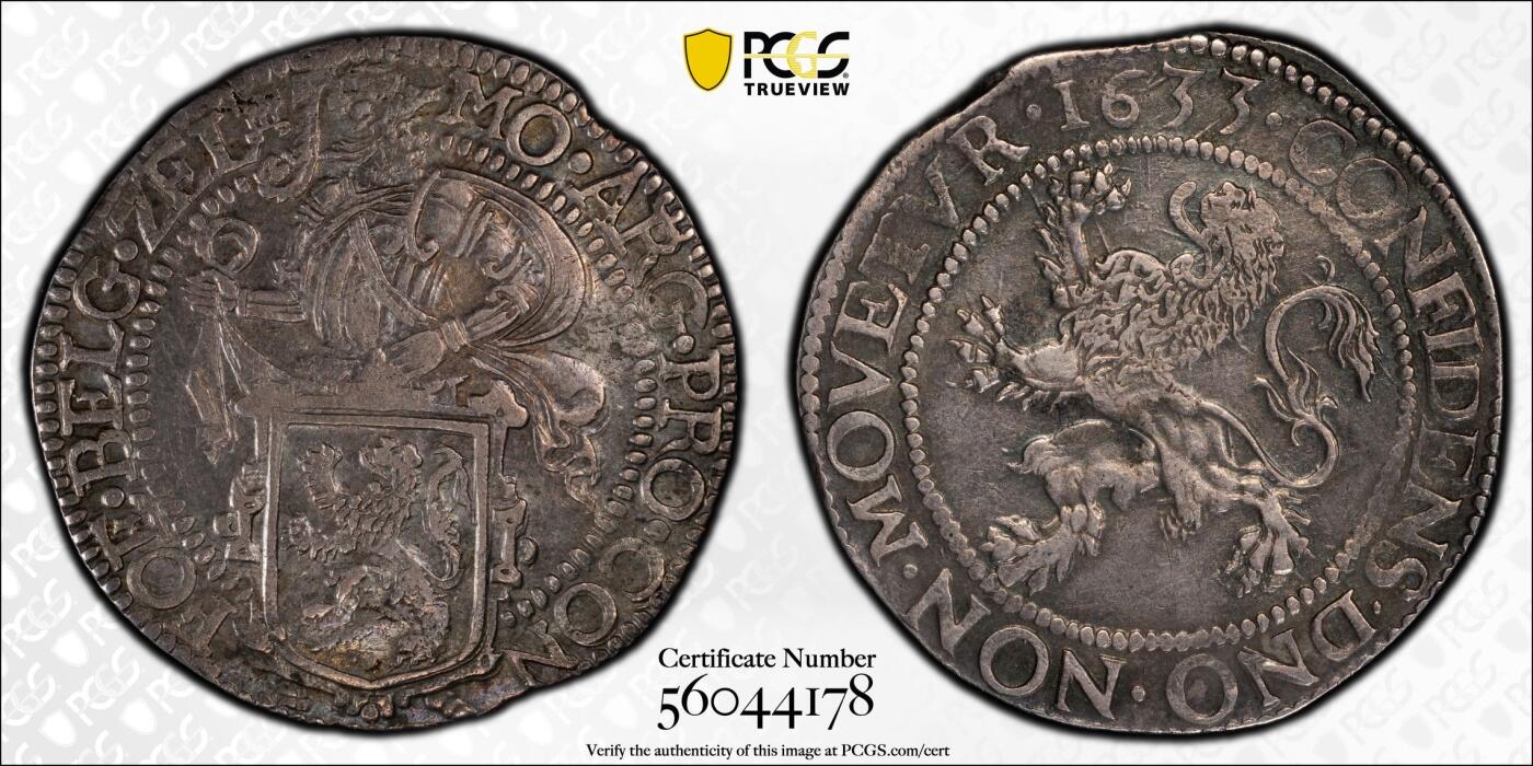 万国钱币拍卖第058期（万国新年大拍） PCGS XF45 1633年尼德兰联省共和国泽兰省武士大狮子1达尔德大银 此品种大多数图案模糊不清 此枚打制清晰原味深俊 特别是大狮子毛发齐全非常雄伟 稀少省份收藏级 PC唯一冠军分 Richard August名家旧藏