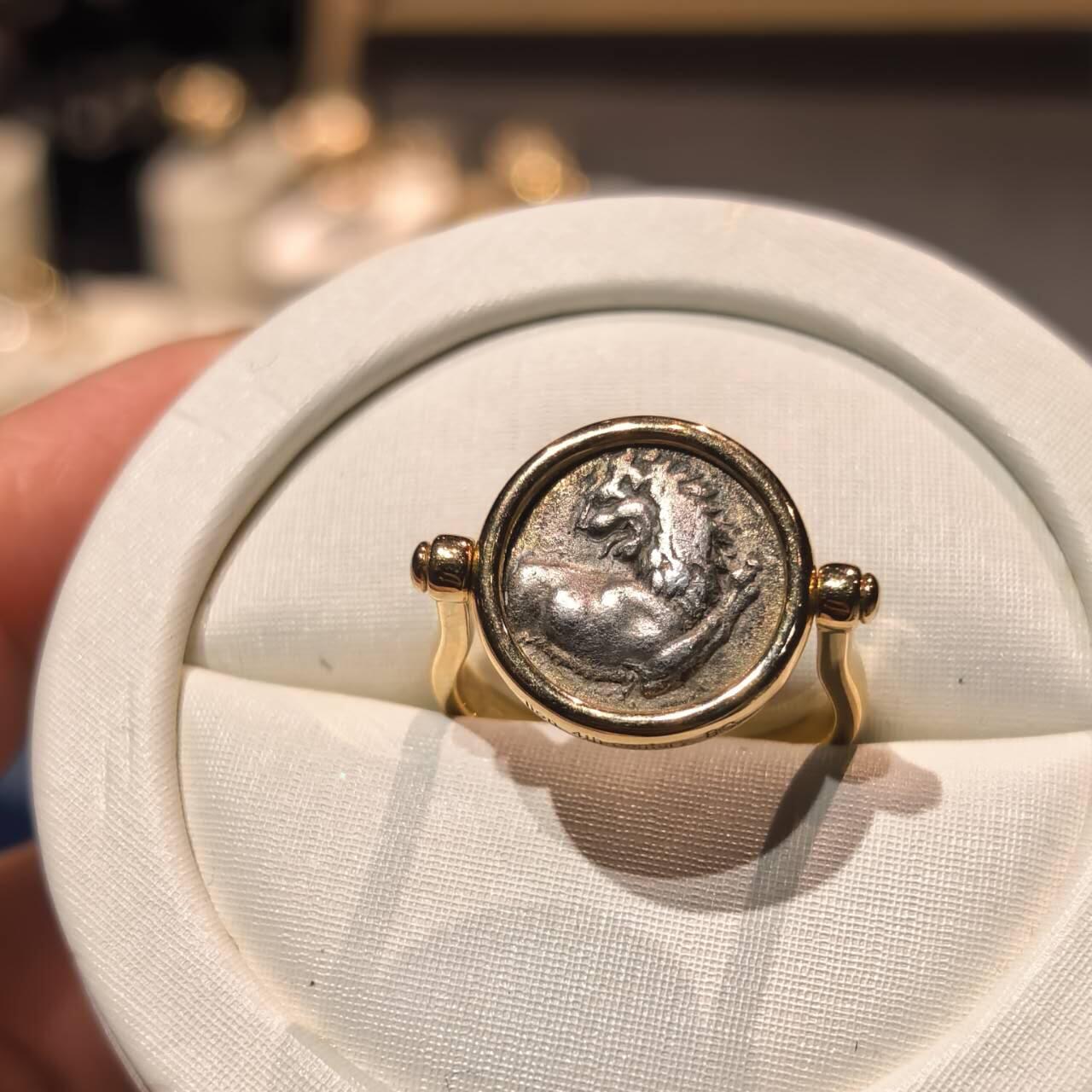 古希腊回首狮古币戒指