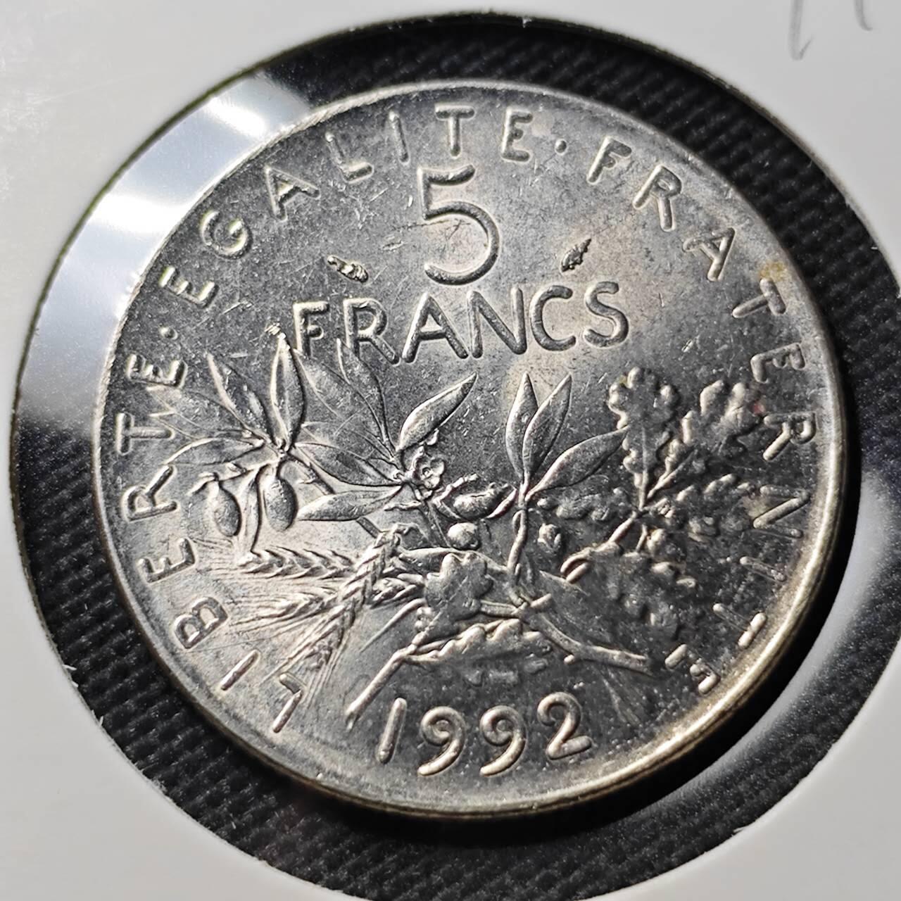 KK钱币收藏小铺 《套币 好品/批量散币专场》  2月预留时间 周末发货  1992法国5法郎 播种女神 好品