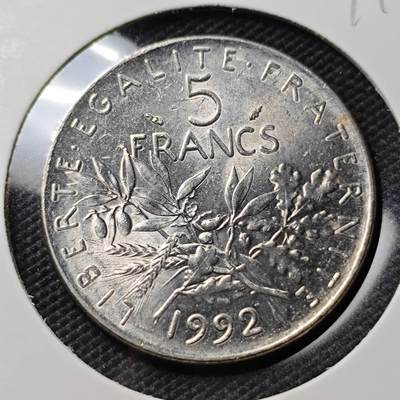 KK钱币收藏小铺 《套币 好品/批量散币专场》  2月预留时间 周末发货 -  1992法国5法郎 播种女神 好品