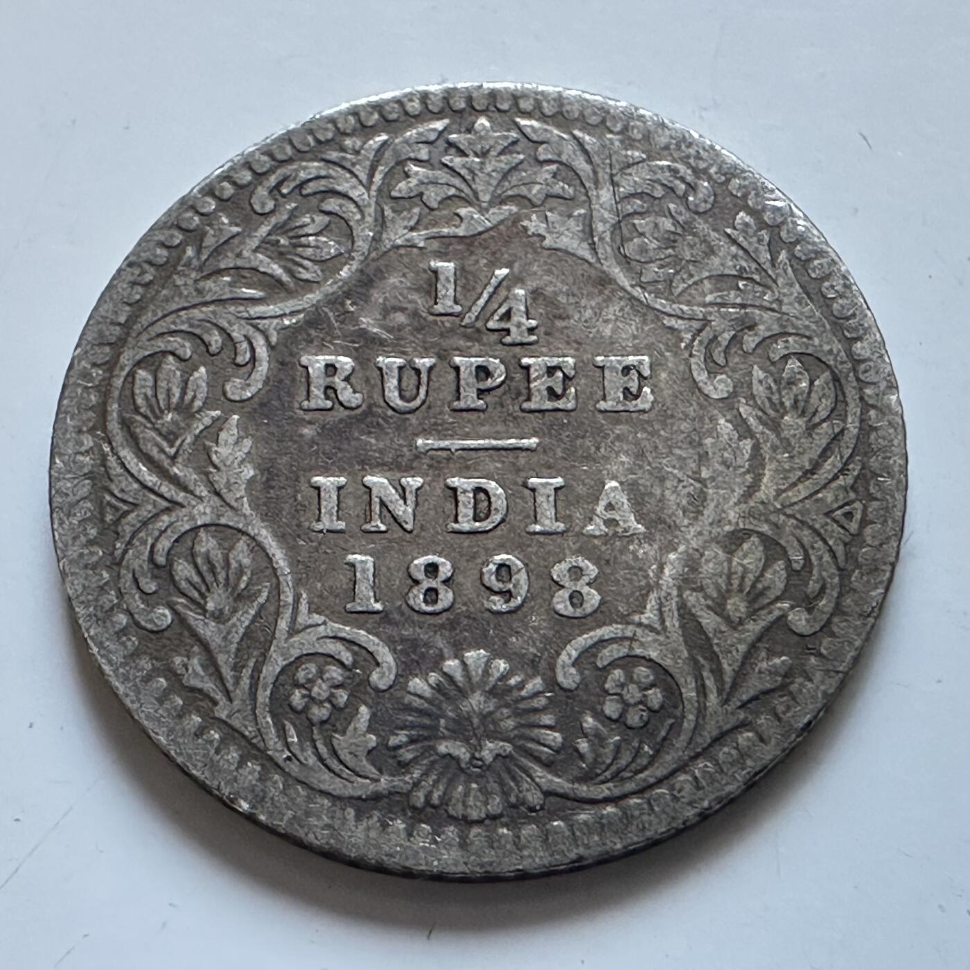 🌹外币初藏🌹🐯2026年第1场  每周二四六晚8️⃣点 接代拍 英属印度1898年1/4卢比银币