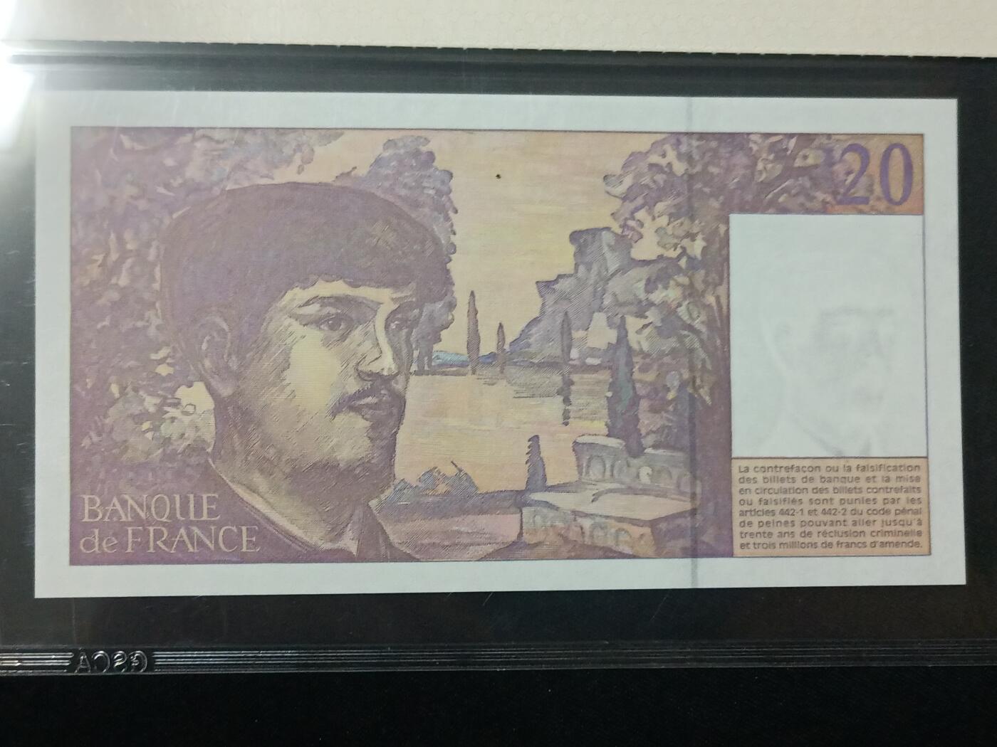 【游宝包邮场】蛇年第104期  法国-20法郎【1997年 全新UNC】