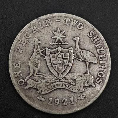 【淘币小摊】实时拍第八百三十八拍   散币银币场   满百包邮可预留二周 每周一统一发货   - 澳大利亚1921年乔治五世弗洛林银币参考银价208