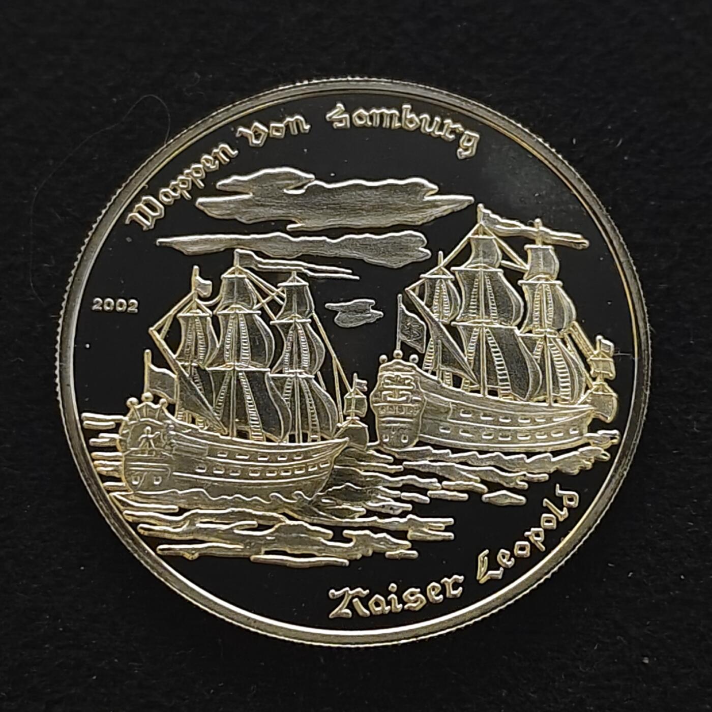 【全场包邮】纯粹捡漏拍491场（免费代拍第28场） 多哥2002年1000法郎汉堡航运精制（40毫米20克）纪念银币