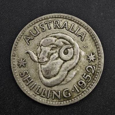 【淘币小摊】实时拍第八百三十八拍   散币银币场   满百包邮可预留二周 每周一统一发货   - 澳大利亚1952年乔治六世一先令银币参考银价56