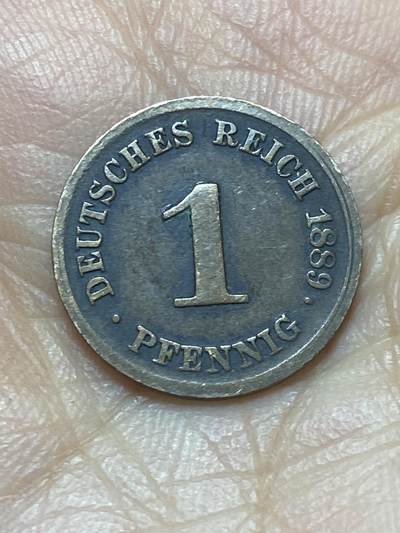 2026年第二场(总第一百七十一场）外国好品散币场(免佣金) - 德意志帝国1889年1芬尼(威廉二世初期，短翅鹰版本，F标斯图加特造，关门年)