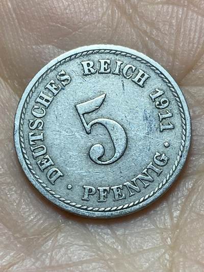 2026年第二场(总第一百七十一场）外国好品散币场(免佣金) - 德意志帝国1911年5芬尼(威廉二世时期，A标柏林造)