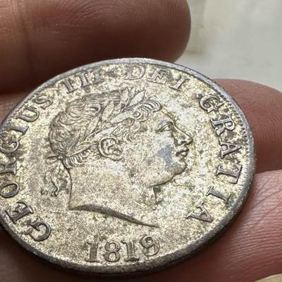 🌹外币初藏🌹🐯2026年第1场  每周二四六晚8️⃣点 接代拍 英国1819年乔三半克朗 后铸私铸 实重12.2克