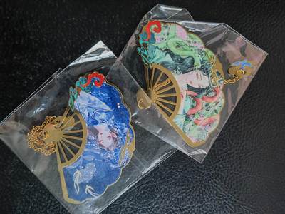 阳大大卡牌拍卖第90期（持续收拍品，周五晚上九点截拍，进群福利早知道） - 【书签】趣卡社 扇子 金属书签2个