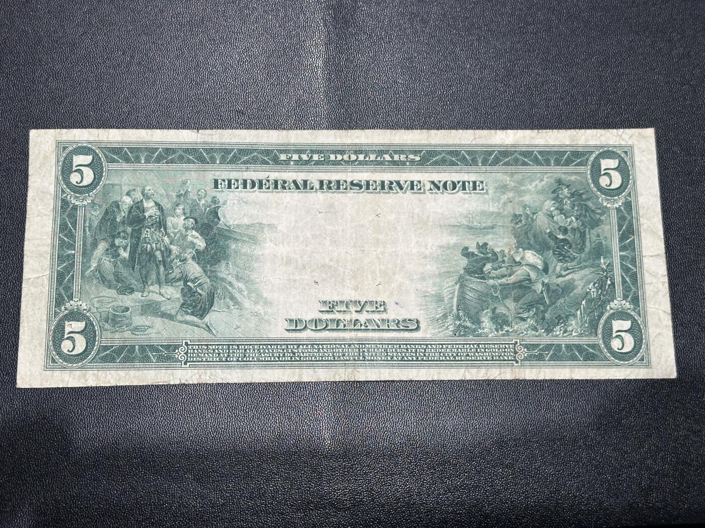 《外钞收藏家》第五百九十八期（2026年新年第一场）（本平台长期征集拍品、欢迎藏友们联系合作） 1913年美国5美元 大尺寸版 非全新 品相如图 尾767