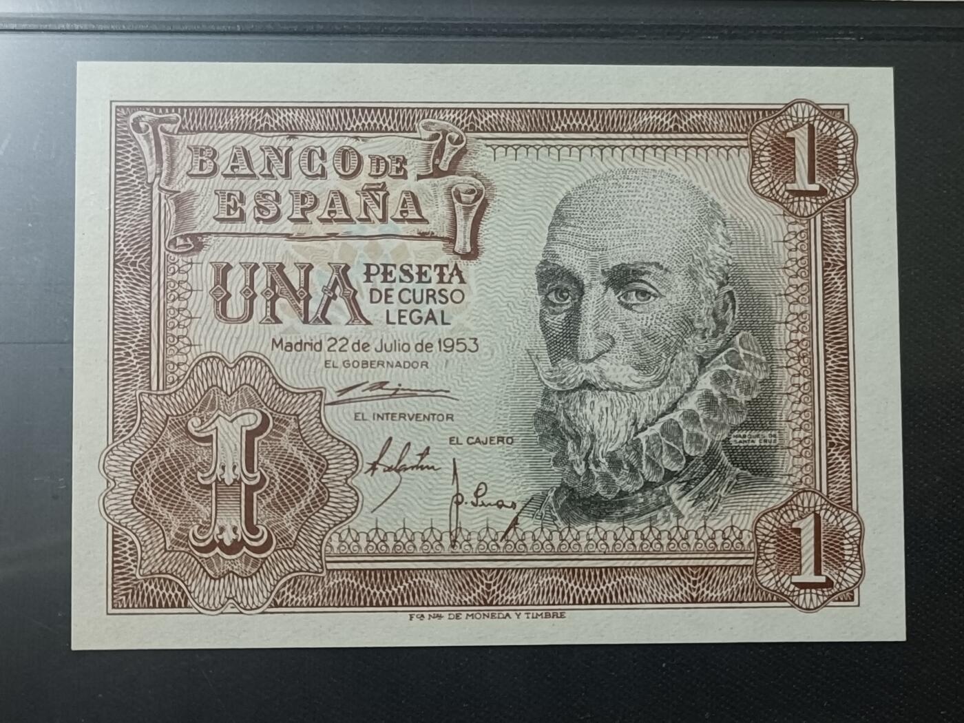 【游宝包邮场】蛇年第104期  西班牙-1比塞塔【1953年 全新UNC】