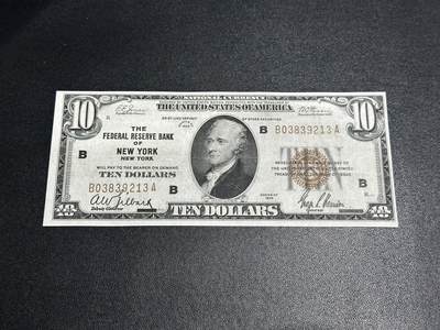 《外钞收藏家》第五百九十八期（2026年新年第一场）（本平台长期征集拍品、欢迎藏友们联系合作） - 1929年美国国民银行券10元  橙色库印 非全新 品相如图 无47