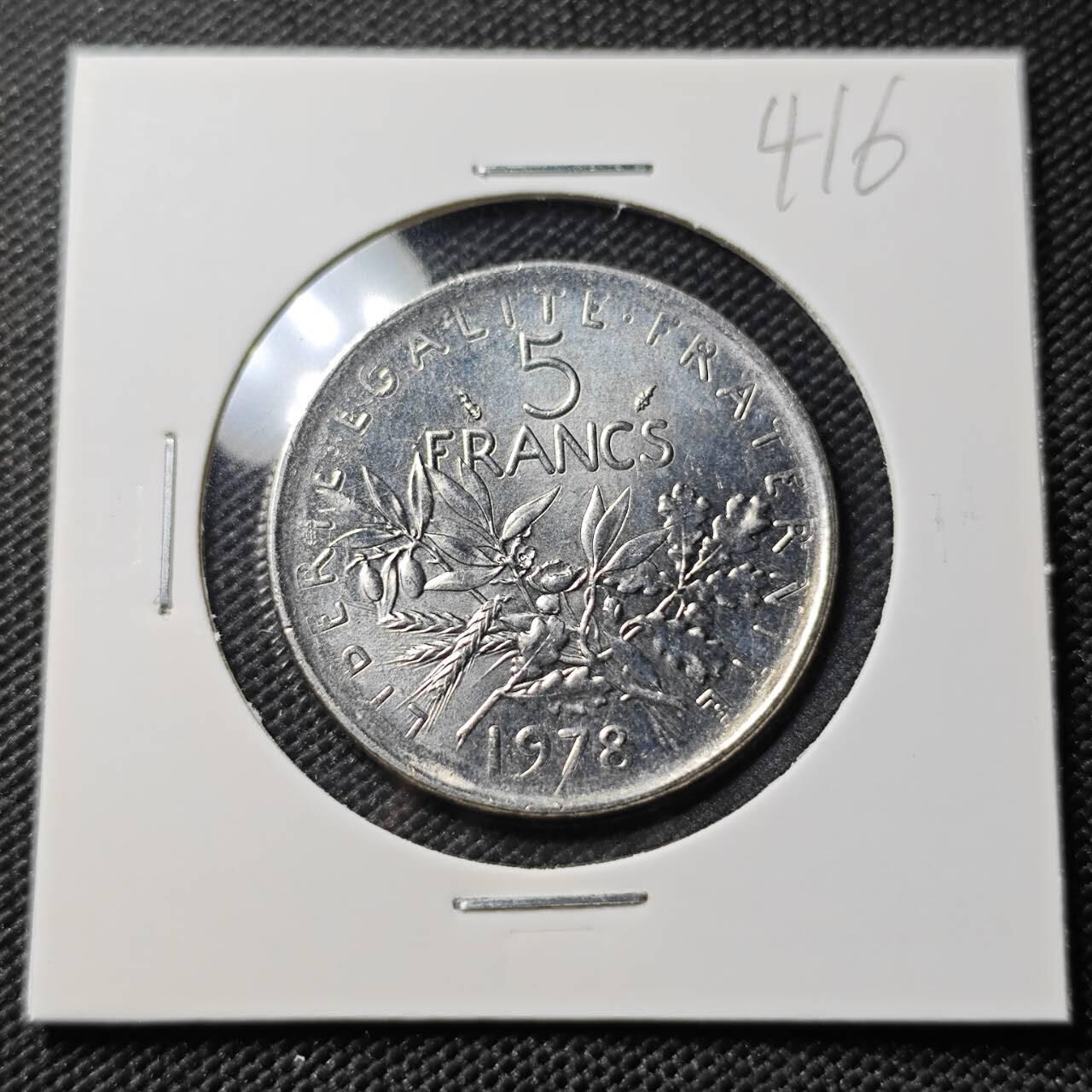 KK钱币收藏小铺 《套币 好品/批量散币专场》  2月预留时间 周末发货  1978法国5法郎 播种女神 好品