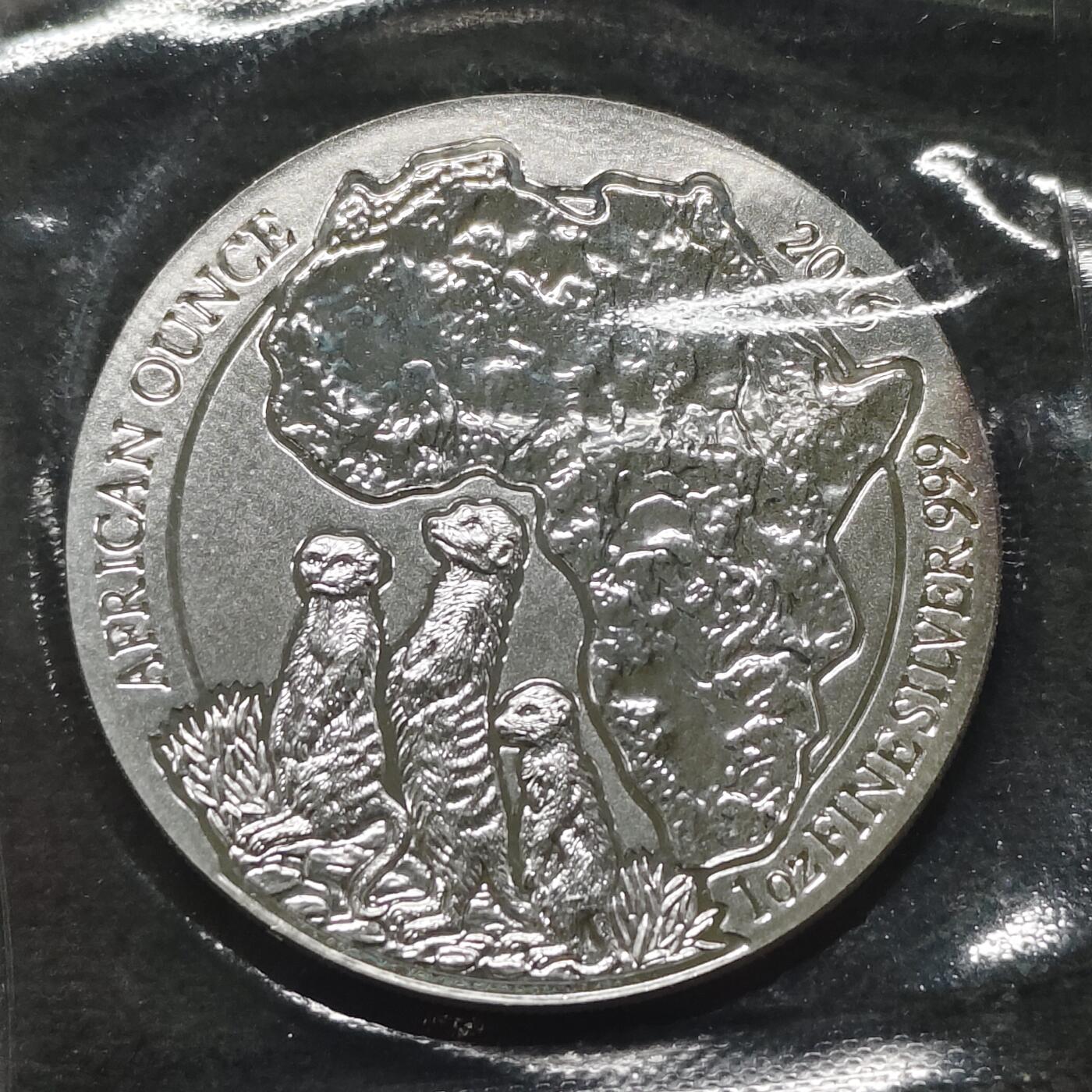 【全场包邮】纯粹捡漏拍491场（免费代拍第28场） 卢旺达2018年50法郎辽阔非洲系列猫鼬1盎司（40毫米31.1克）999纯银币