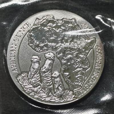 【全场包邮】纯粹捡漏拍491场（免费代拍第28场） - 卢旺达2018年50法郎辽阔非洲系列猫鼬1盎司（40毫米31.1克）999纯银币