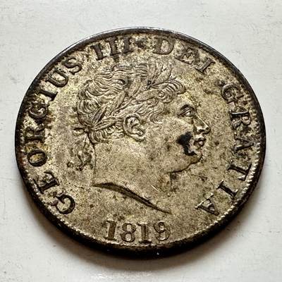 🌹外币初藏🌹🐯2026年第1场  每周二四六晚8️⃣点 接代拍 - 英国1819年乔三半克朗 后铸私铸 实重12.2克