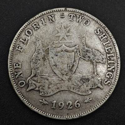 【淘币小摊】实时拍第八百三十八拍   散币银币场   满百包邮可预留二周 每周一统一发货   - 澳大利亚1926年乔治五世弗洛林银币参考银价208