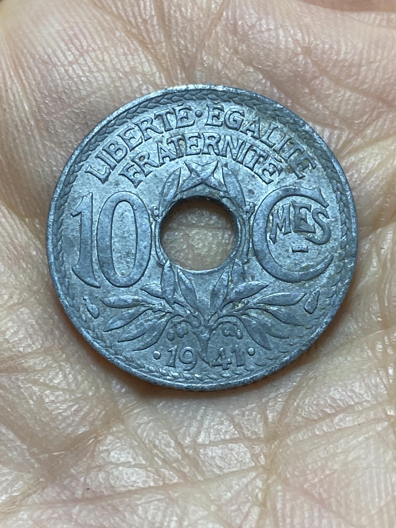 2026年第二场(总第一百七十一场）外国好品散币场(免佣金) 法国1941单年份10生丁锌币(年份两边带点版)