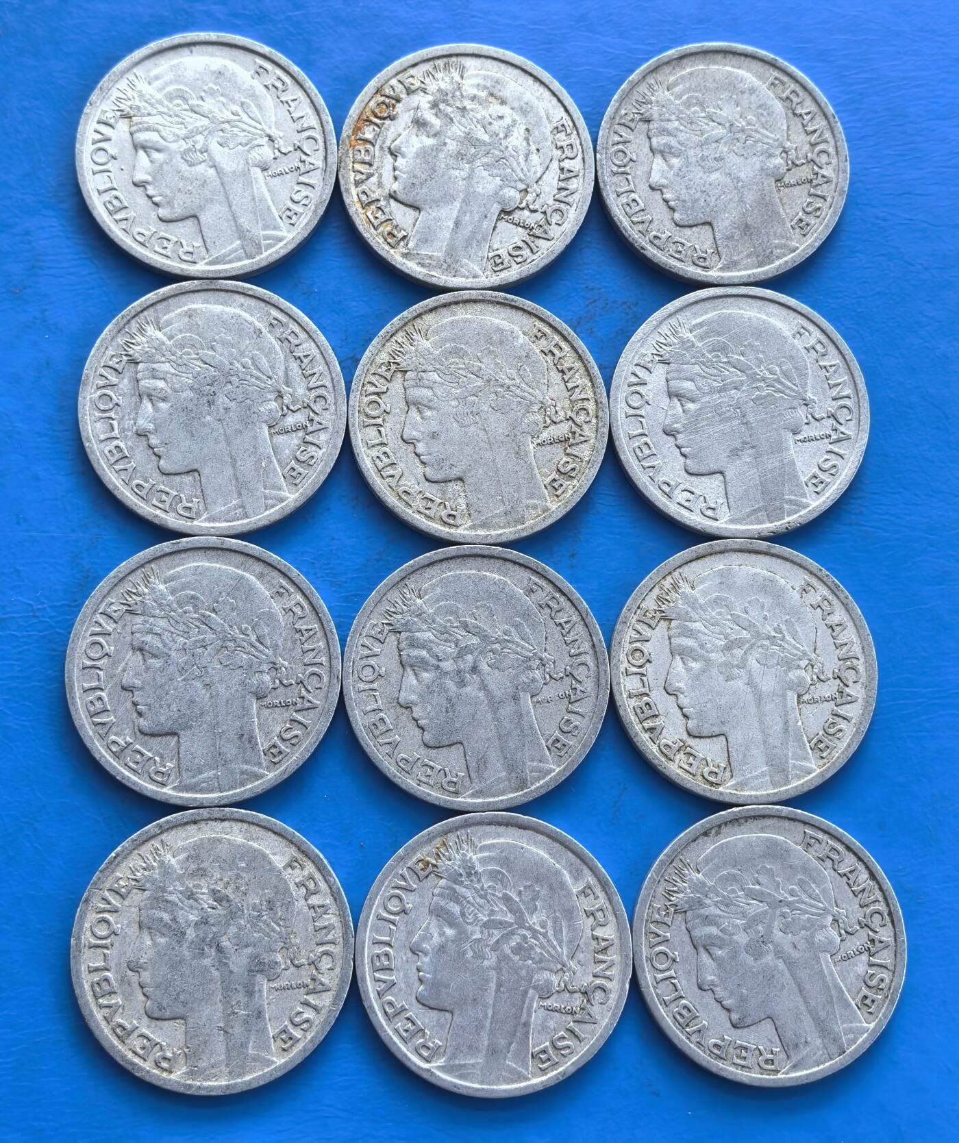 外国优质老铜币高银银币，周六九点倒数截拍，满百包邮，持续收拍 法国2法郎12个