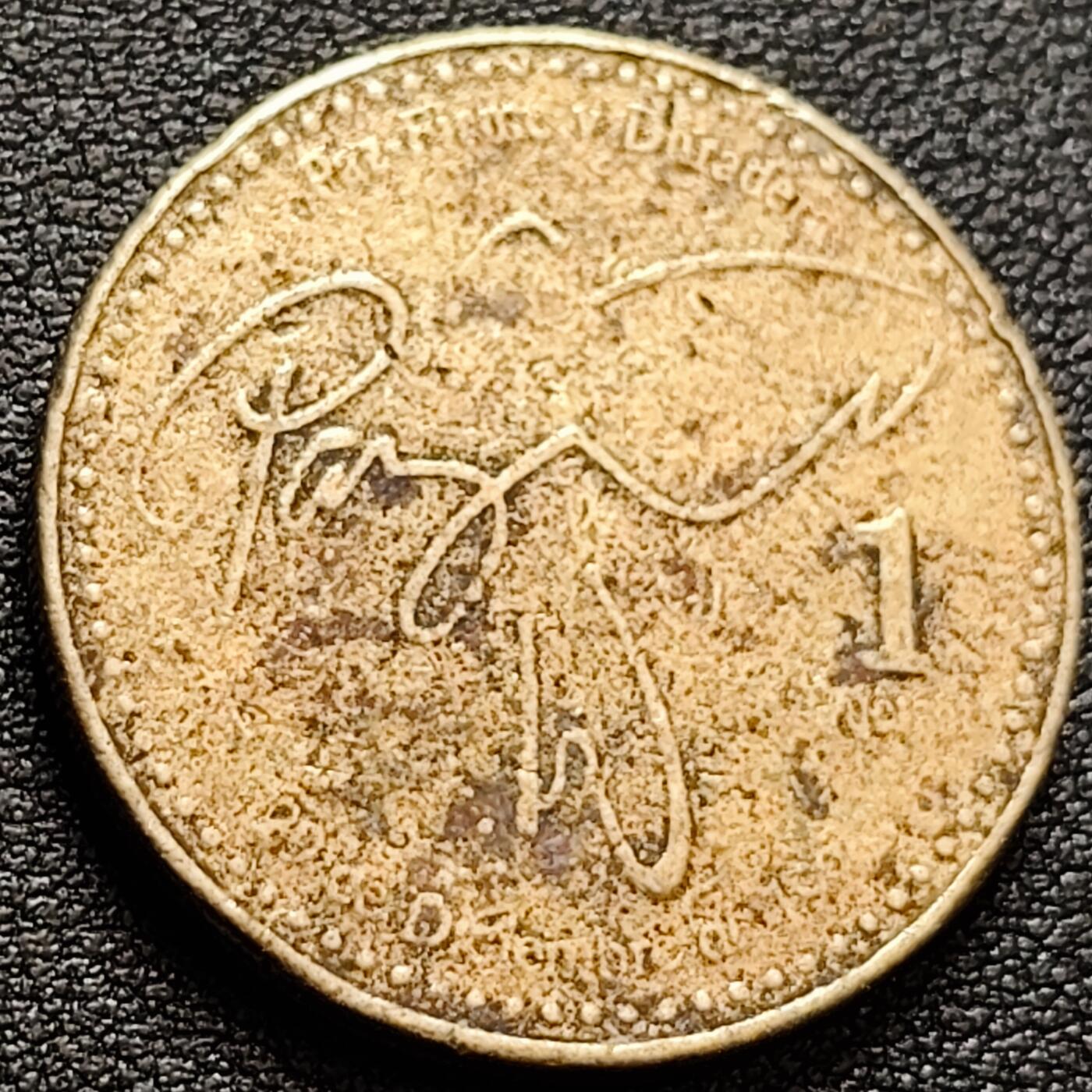 泉币菌-第157场-跨年欢乐场（特修改截拍时间为23:30分） 品弱 帕斯的鸽子形签名 危地马拉1格查尔钢镀黄铜硬币 29.0毫米 6.4克