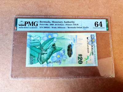 【Blue Auction】世界纸币精拍第770期——18级TOP拍卖/信誉/品质/专业/高效💫 - 【洋葱冠 无47】百慕大 2009年20元  PMG64