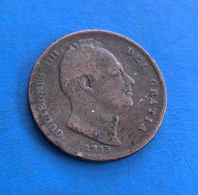 外国优质老铜币高银银币，周六九点倒数截拍，满百包邮，持续收拍 - 英国1837 年乔治三世半便士铜币，正面君主像、背不列颠尼亚女神纹章，见证英帝国扩张与工业革命发轫。百年包浆凝岁月痕，虽磨损仍存经典符号。属工业革命初期货币标本，承载殖民与统治脉络，填补英币收藏早期序列，藏 19 世纪初历史变迁余温，小众却具厚重时代印记 。