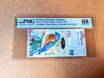 【Blue Auction】世界纸币精拍第770期——18级TOP拍卖/信誉/品质/专业/高效💫 - 【洋葱冠 获奖钞 无47】百慕大 2009年2元 蓝鸟 PMG68EPQ高分