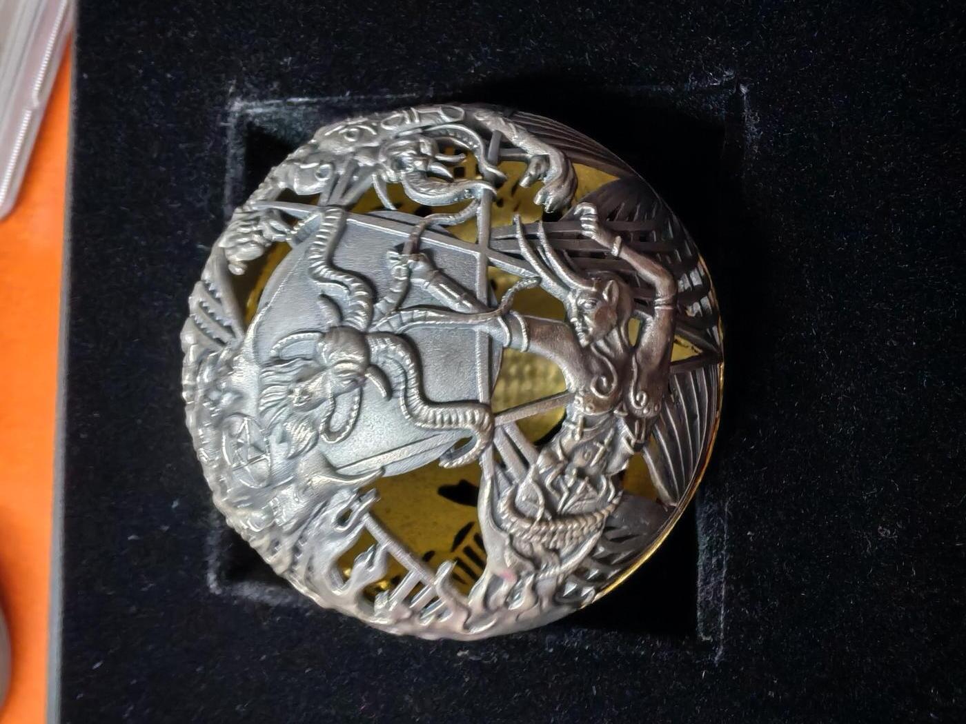 长老汇蛇年精选第九十场拍卖 2021萨摩亚天与地5元球形镀金镂空仿古银币，2盎司999银，盒证全，1499枚