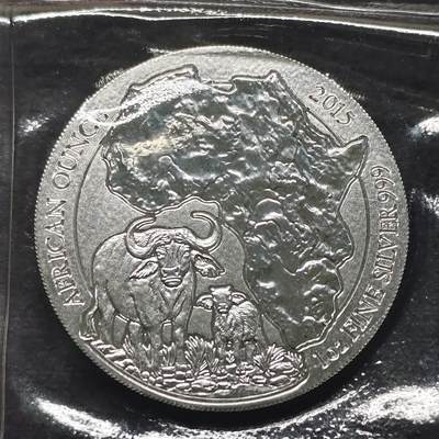 【全场包邮】纯粹捡漏拍491场（免费代拍第28场） - 卢旺达2018年50法郎辽阔非洲系列野牛1盎司（40毫米31.1克）999纯银币