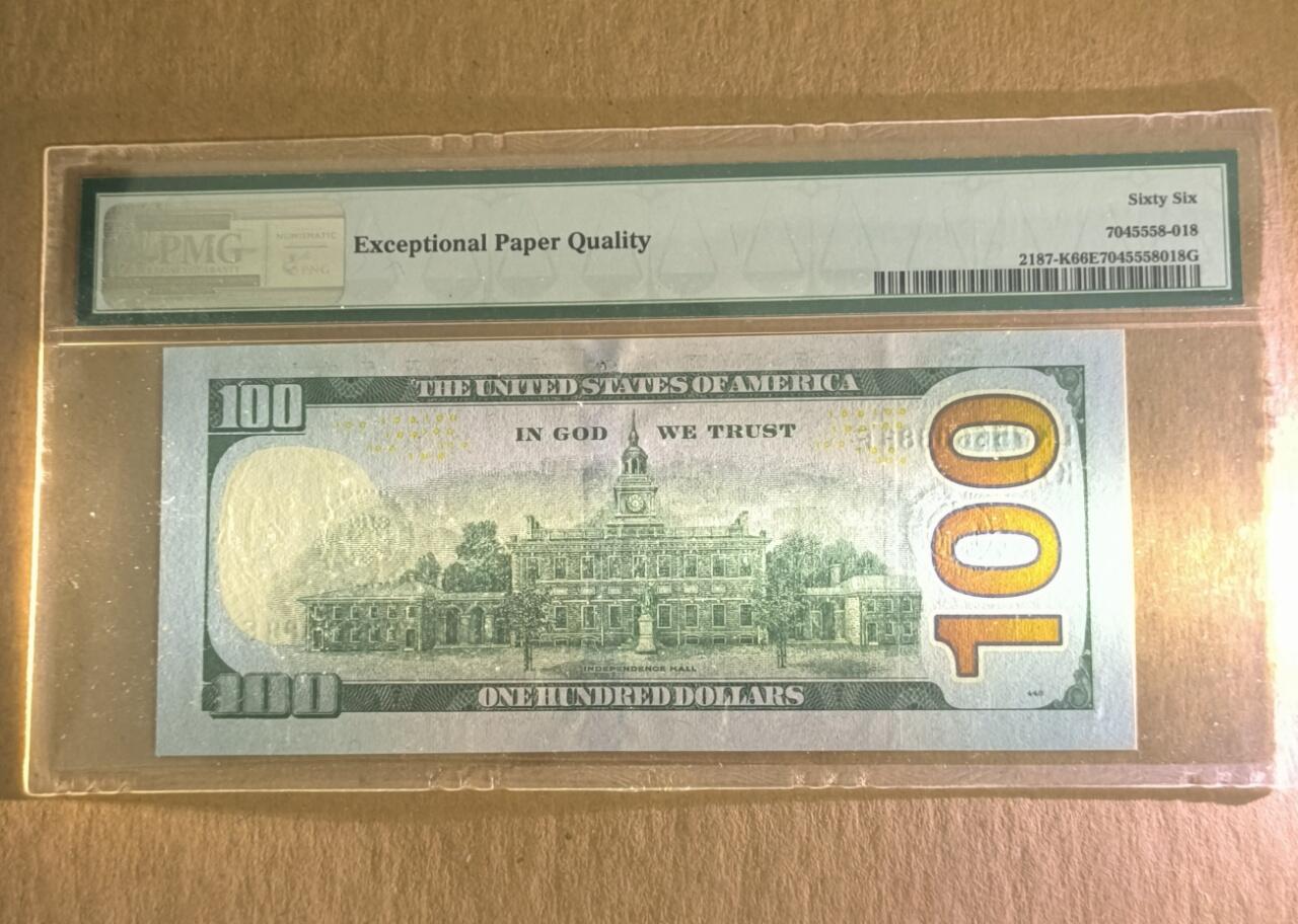 【礼羽收藏】🌏世界钱币拍卖第118期 狮子8.美国2009A版纸币 100美元  狮子号8888 PMG66EPQ 