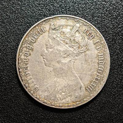 【德藏】世界币章拍卖第160期 -  19世纪 英国维多利亚弗洛林银币 环彩包浆 直径约：29.7mm；重约：11.1g