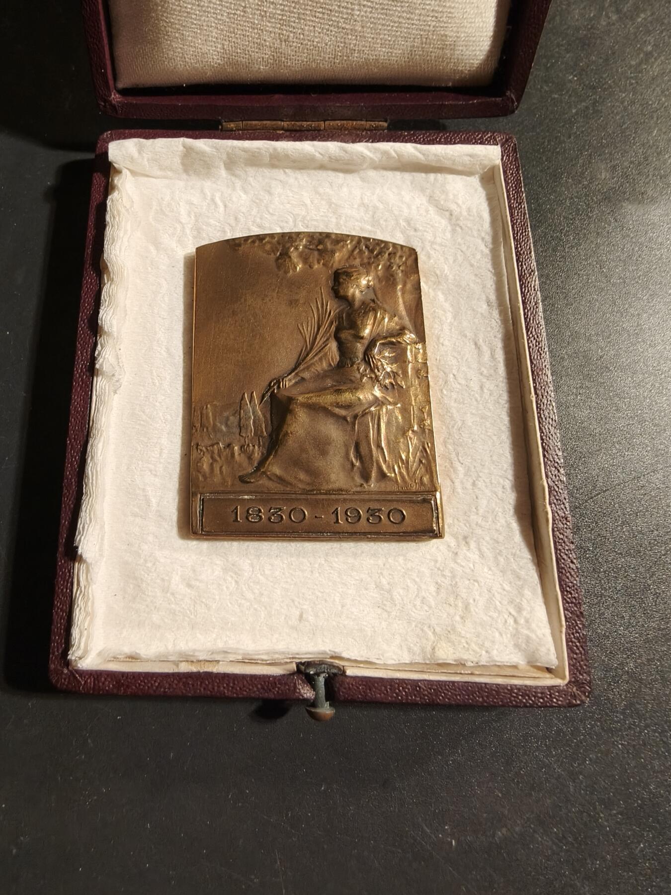 老王徽章第173期 法国伏拉热工厂成立百年方形大铜章      原盒     尺寸36×50mm     重量42.4g