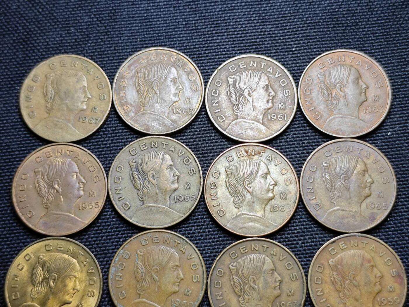 KK钱币收藏小铺 《套币 好品/批量散币专场》  2月预留时间 周末发货  墨西哥5分女头 铜币一组16枚 大版