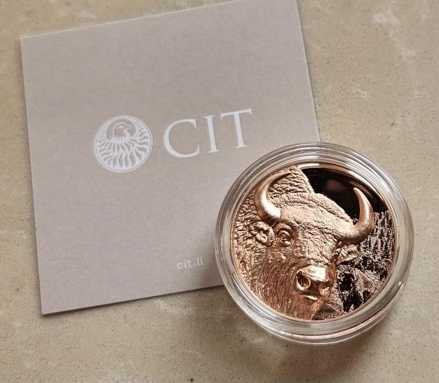 ❤️【币观天下】❤️ 第337期钱币拍卖- 2026.1.2周五晚上6点半场-长期征集拍品 蒙古2025年野牛双面高浮雕铜币证书有氧化