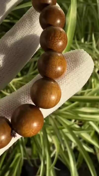 零元拍：金丝楠圆珠珠手串，10.5MM 金丝满满，满荧光，满手留香
