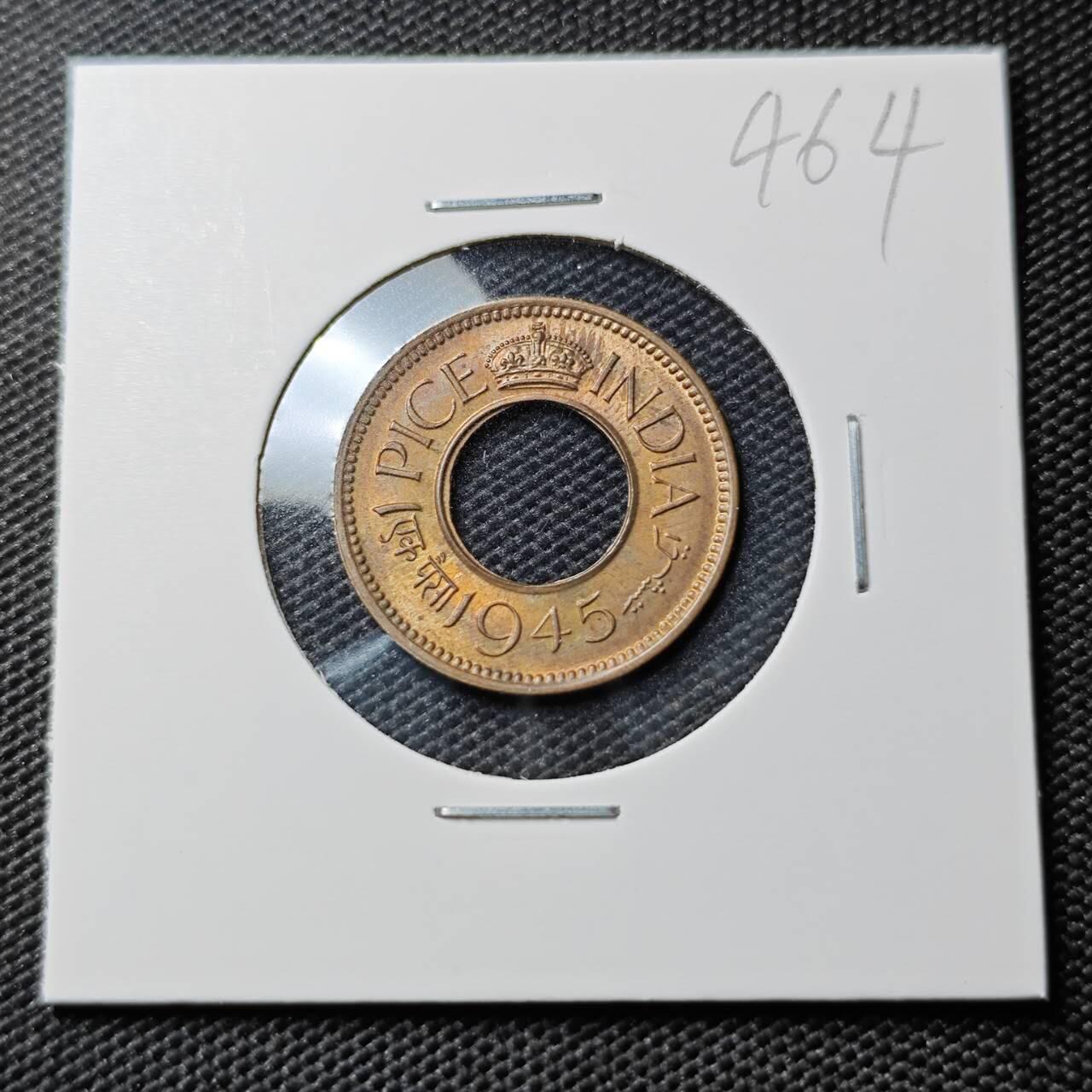 KK钱币收藏小铺 《套币 好品/批量散币专场》  2月预留时间 周末发货  1945英属印度1派沙铜币 好品