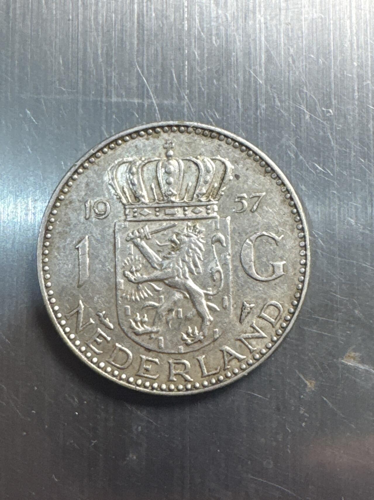 ❤️【币观天下】❤️ 第337期钱币拍卖- 2026.1.2周五晚上6点半场-长期征集拍品 荷兰1盾1957年银币